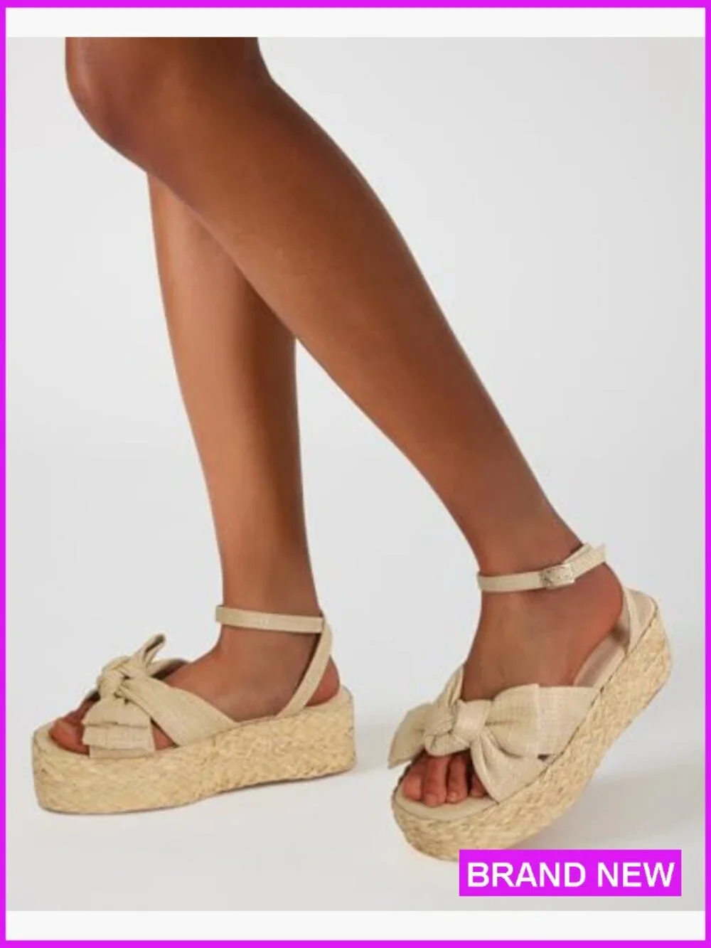 Raffia Platform Sandals Comfortable Adjustable Buckle Strap Open Toe Woven